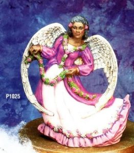 P1025-ZZZZ4 Angel w Flowers on Gown Bisque $15.90 PR2022