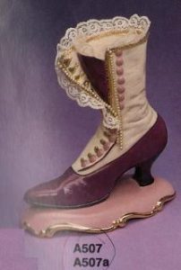 At507&507a Victorian Boot on Base Boot is 10 3/4"H Base is 3 3/4" Long Bisque Set $26.29