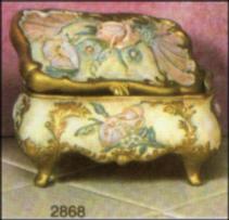 S2868 Floral Box with Floral Lid Bisque $11.88