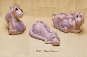 D271 Three Little Dragons 4"H Bisque $13.68 PR2022