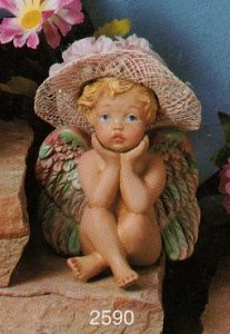 S2590 Cupid Sitting with head in hands Bisque $6.48 Hat not included PR2023