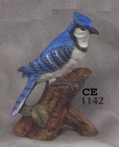 CE1142 Blue Jay on stump 6"H Bisque $6.00