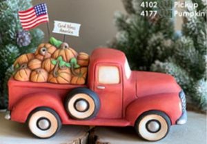 CM4102-III Pick up Truck Bisque $18.90 CM4177-III Pumpkin Insert for Truck Bisque $12.00 Flags not included Set Bisque $30.90 PR23