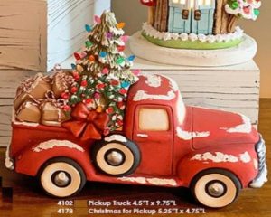CM4102-III Pick up Truck Bisque $18.90 CM4178-III Christmas Insert for Pickup Bisque $14.40 Set Bisque $33.30 PR23