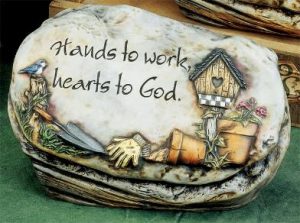 CPI 3233 Hands to Work Hearts to God Bisque $10.20 PR2023