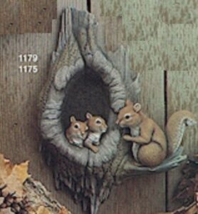 CM1179-OOO Squirrels 2-4"T Bisque $14.40 CM1175-III Hollow Wall For Log 13"T Bisque $23.70 pr23