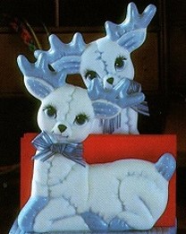 K1400 Two Flat Soft Sculptured Reindeer 7.5"T Bisque Set $8.58