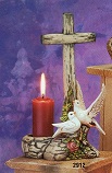 K2912 Dove w\Cross Candle 9"T Bisque $10.50 pr23